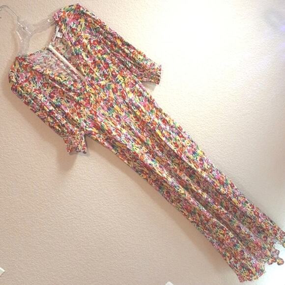 RIXO For Target NWT Bright Colorful Floral Puff Sleeve Midi Dress 8 RARE FIND - Picture 3 of 16